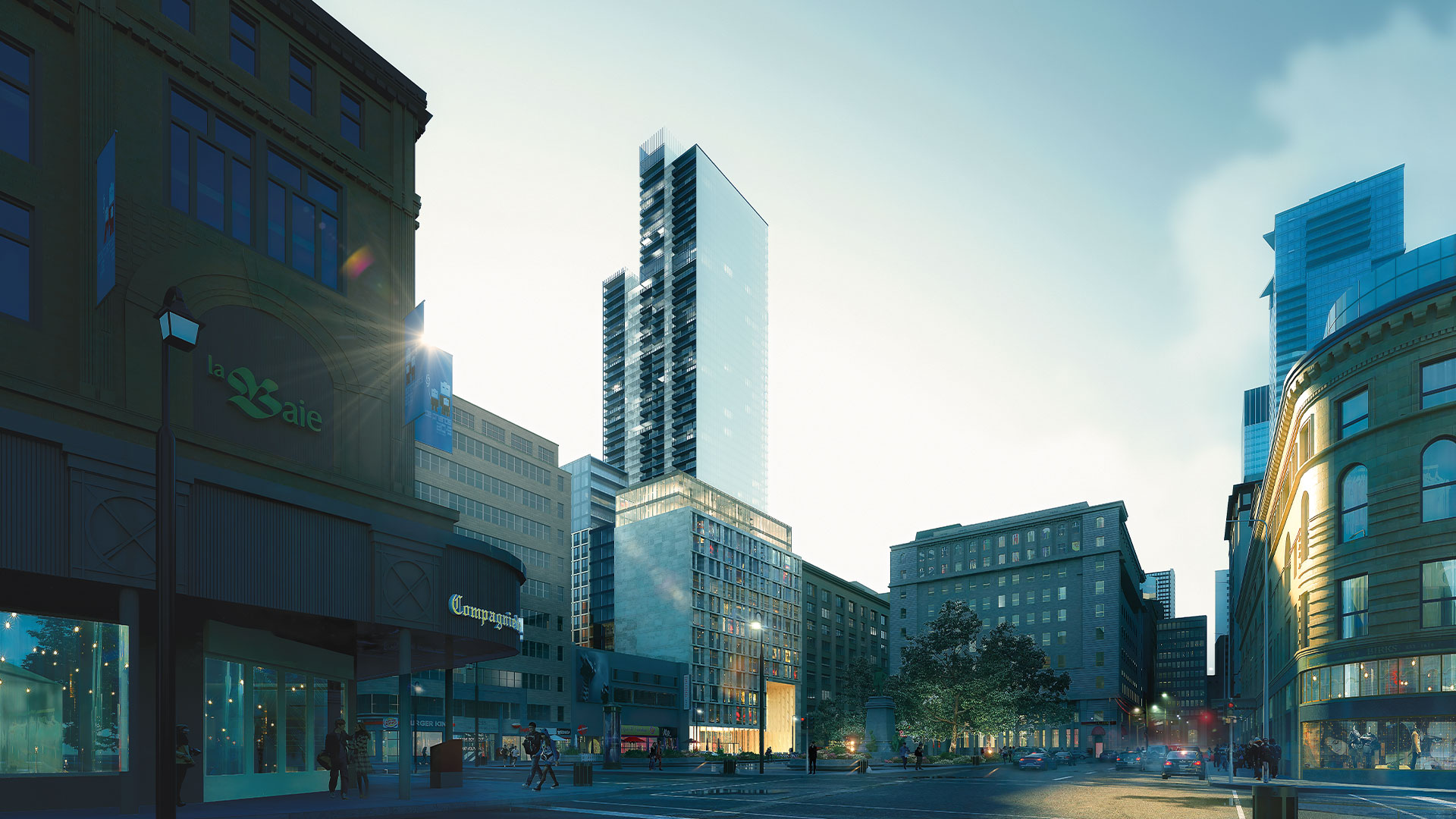 La plus haute tour de condos du centre-ville de Montréal, offrant une vue panoramique et des appartements haut de gamme.